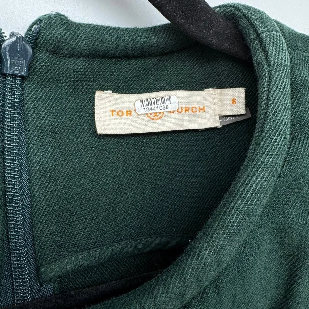 Tory Burch Green Sleeveless Belted Sheath Dress Women’s Size 6